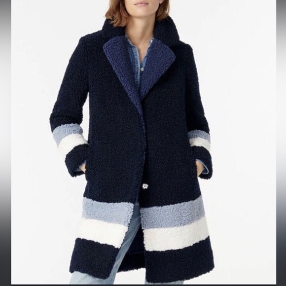 J. Crew Navy and White Teddy Jacket - Picture 2 of 5